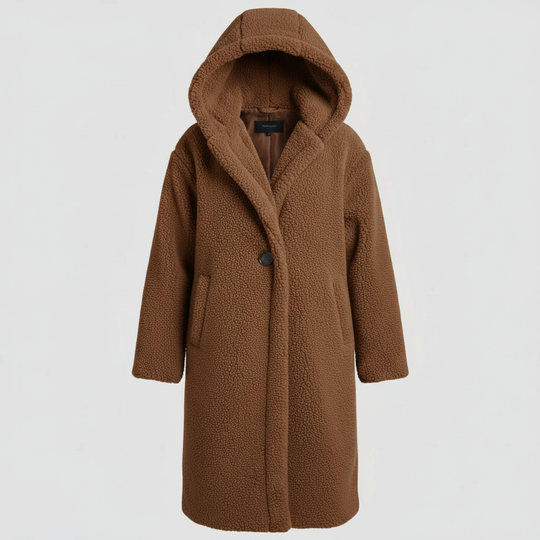 Modischer Teddy Mantel Damen Komfort Langer Mantel Kapuze | Shop Nory