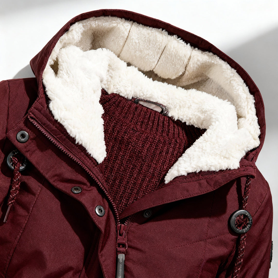 Wärmend Figurbetont Mittellang Kapuzen Wintermantel Damen | Shop Nory