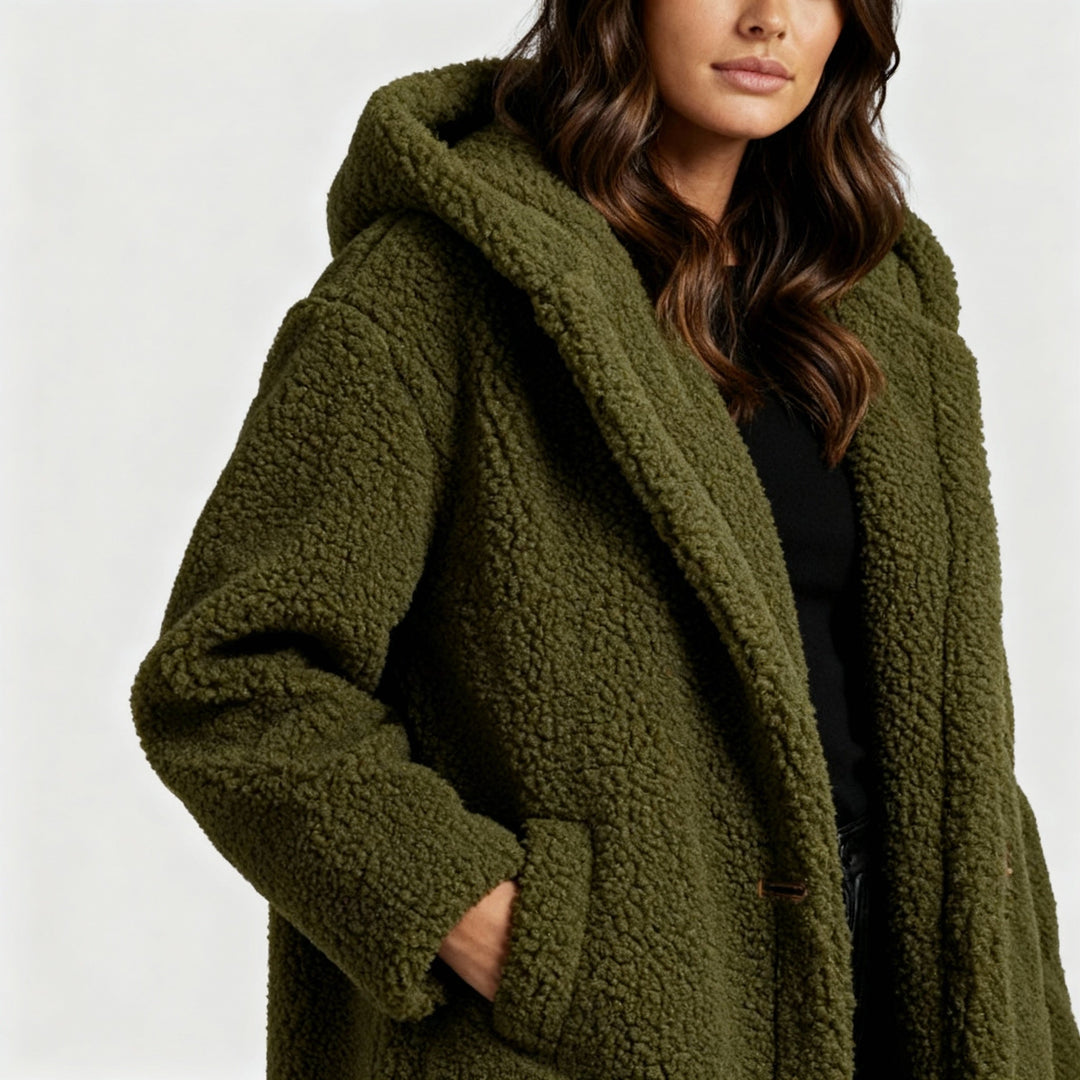 Damen Teddy Mantel mit Kapuze | ShopNory