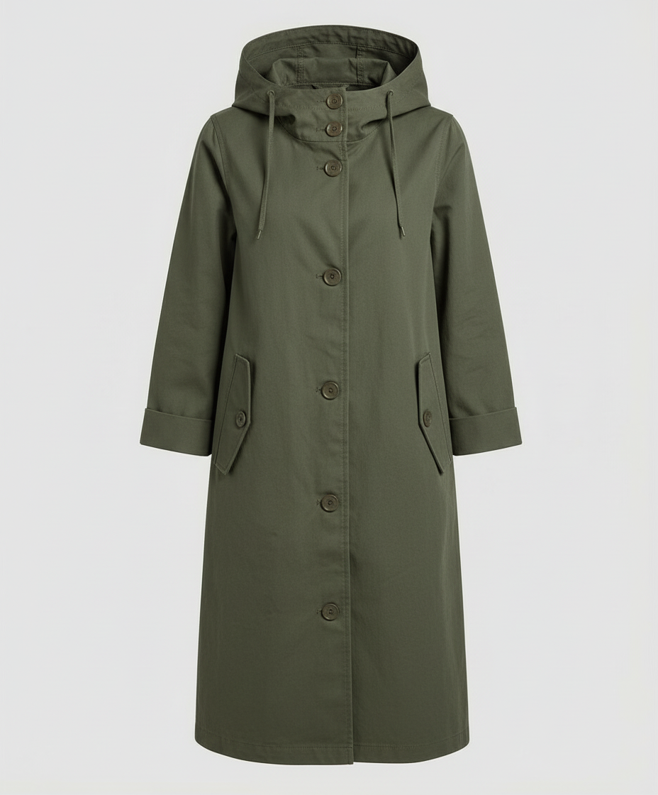 Bequemer Regen Trenchcoat Damen Kapuze | Heidi-Mode