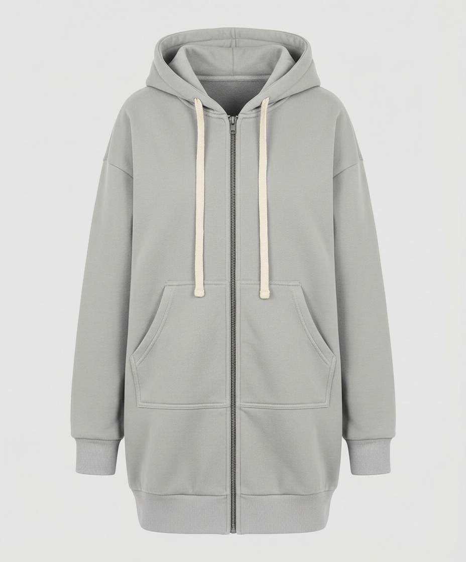 ShopNory | Zip-Up Hoodie knielang
