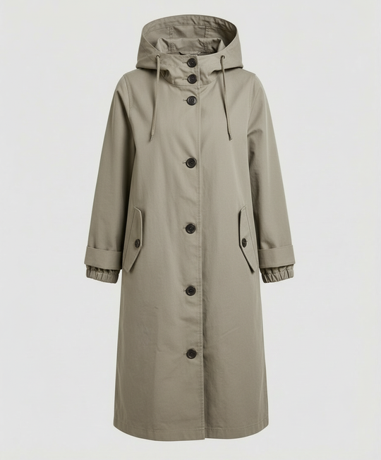 Bequemer Regen Trenchcoat Damen Kapuze | Heidi-Mode