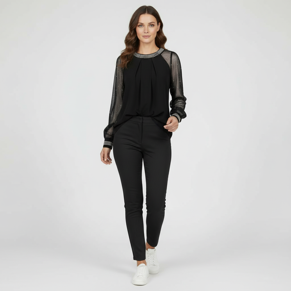 Mesh-Pailletten Damen Top | Shop Nory