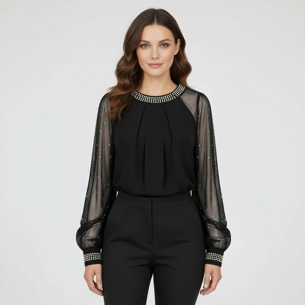 Mesh-Pailletten Damen Top | Shop Nory