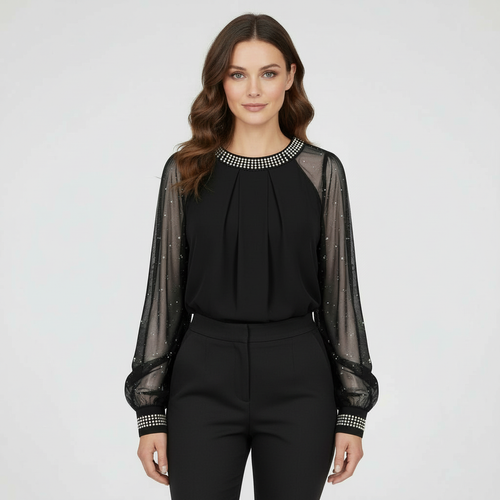 Mesh-Pailletten Damen Top | Shop Nory