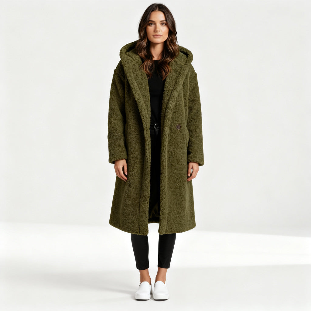 Damen Teddy Mantel mit Kapuze | ShopNory