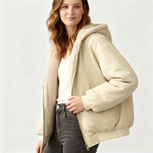 Bequeme Oversized Winterjacke Damen Komfort Warm Fleecelook | Heidi-Mode