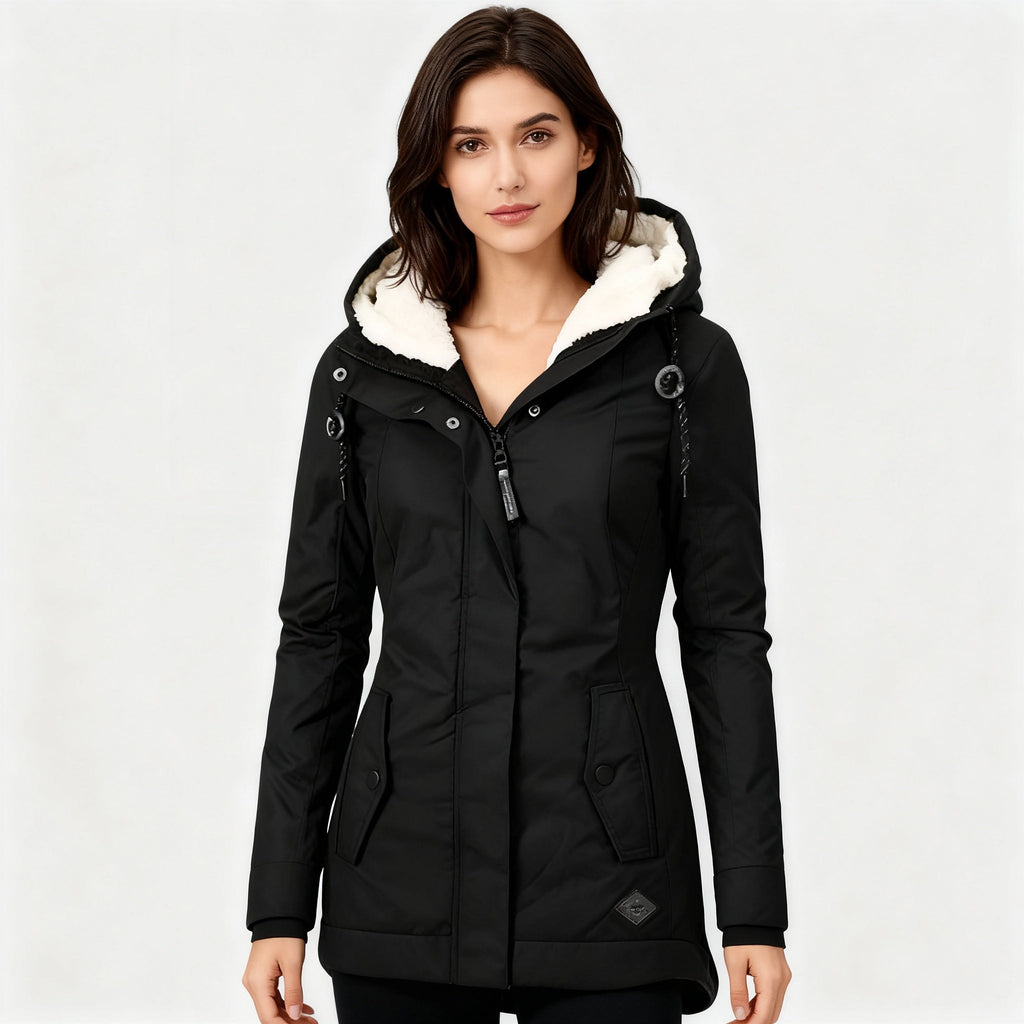 Lange Winterjacke mit Kapuze & Futter – Wasserfest, Warm & Komfortabel