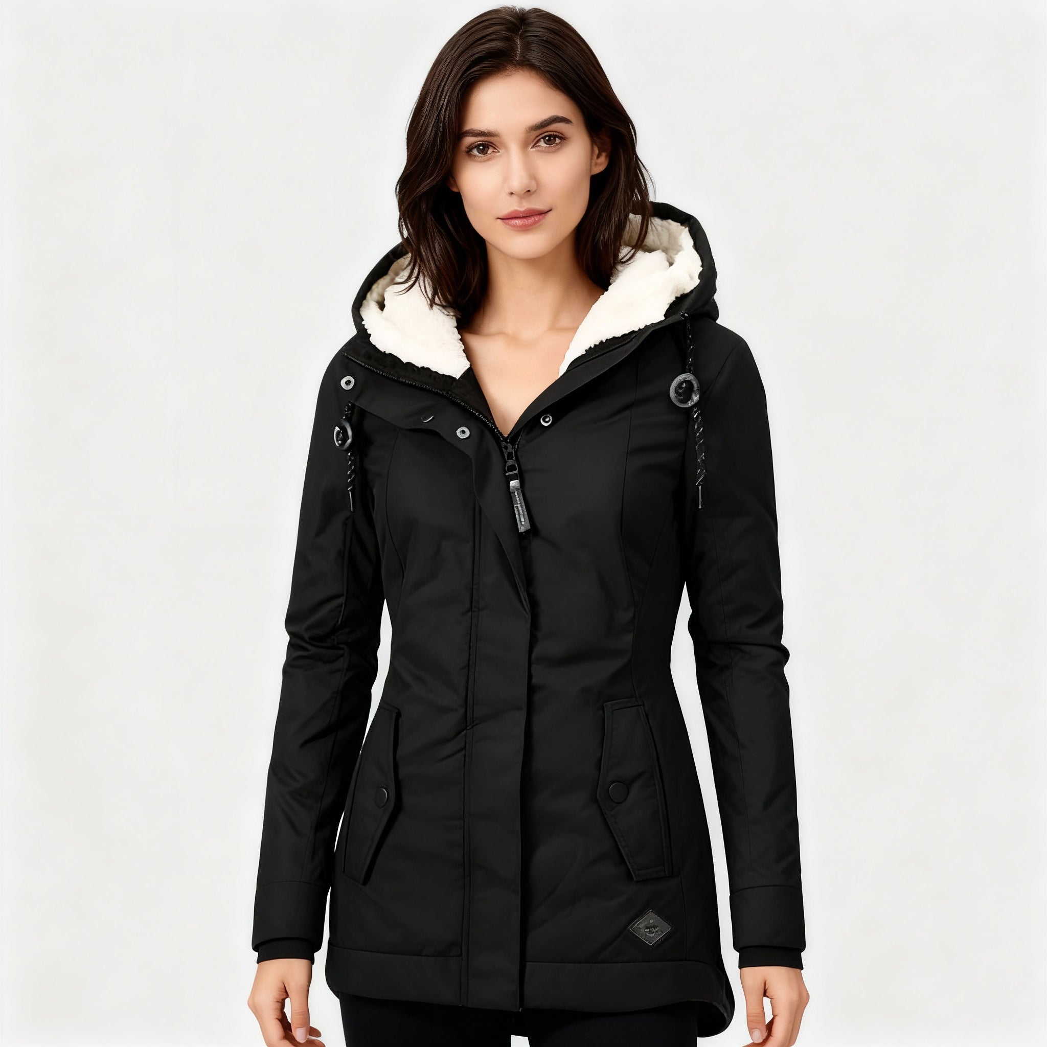 Lange Winterjacke mit Kapuze & Futter – Wasserfest, Warm & Komfortabel