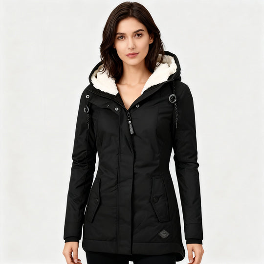 Lange Winterjacke mit Kapuze & Futter – Wasserfest, Warm & Komfortabel