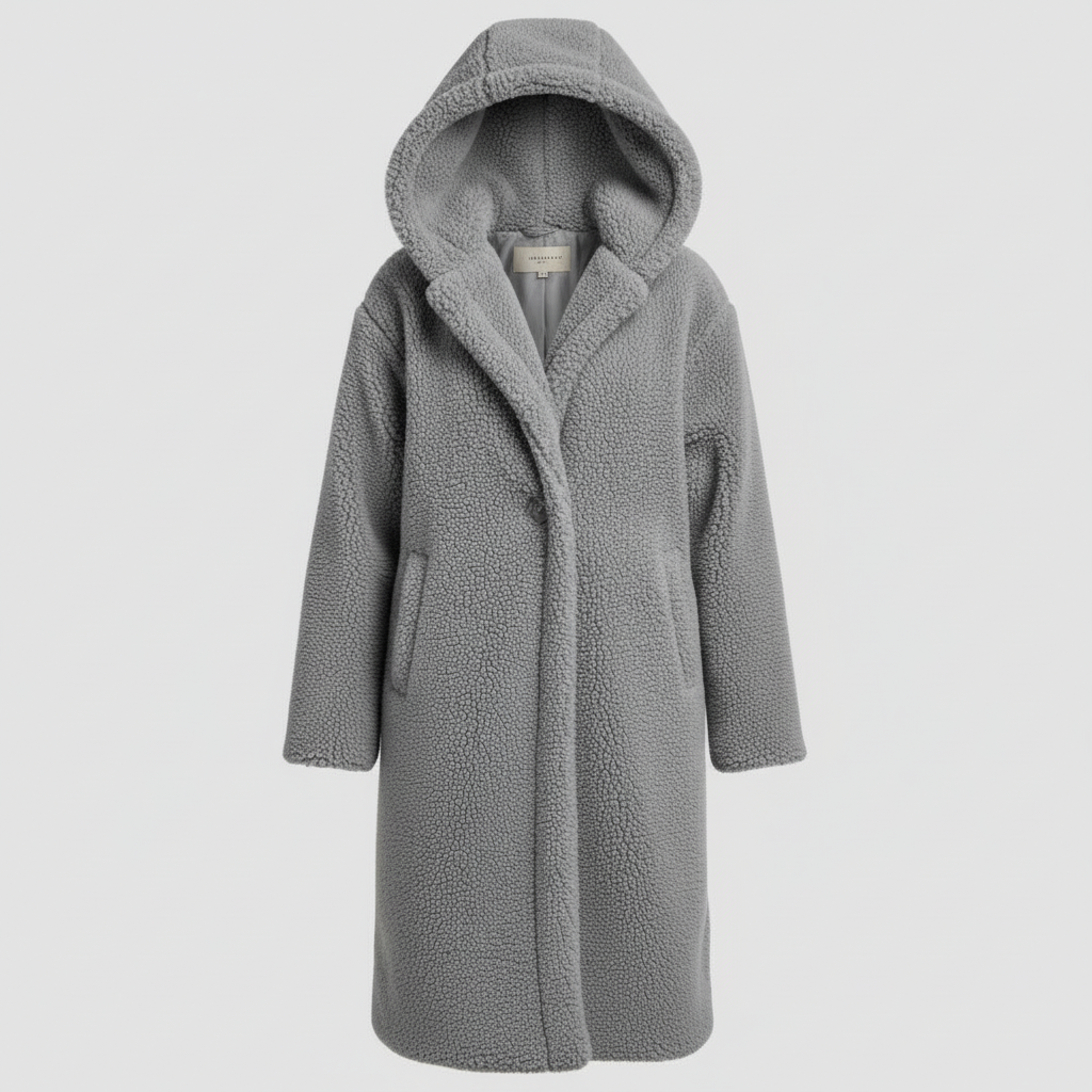Modischer Teddy Mantel Damen Komfort Langer Mantel Kapuze | Shop Nory
