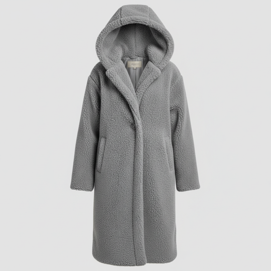 Modischer Teddy Mantel Damen Komfort Langer Mantel Kapuze | Shop Nory