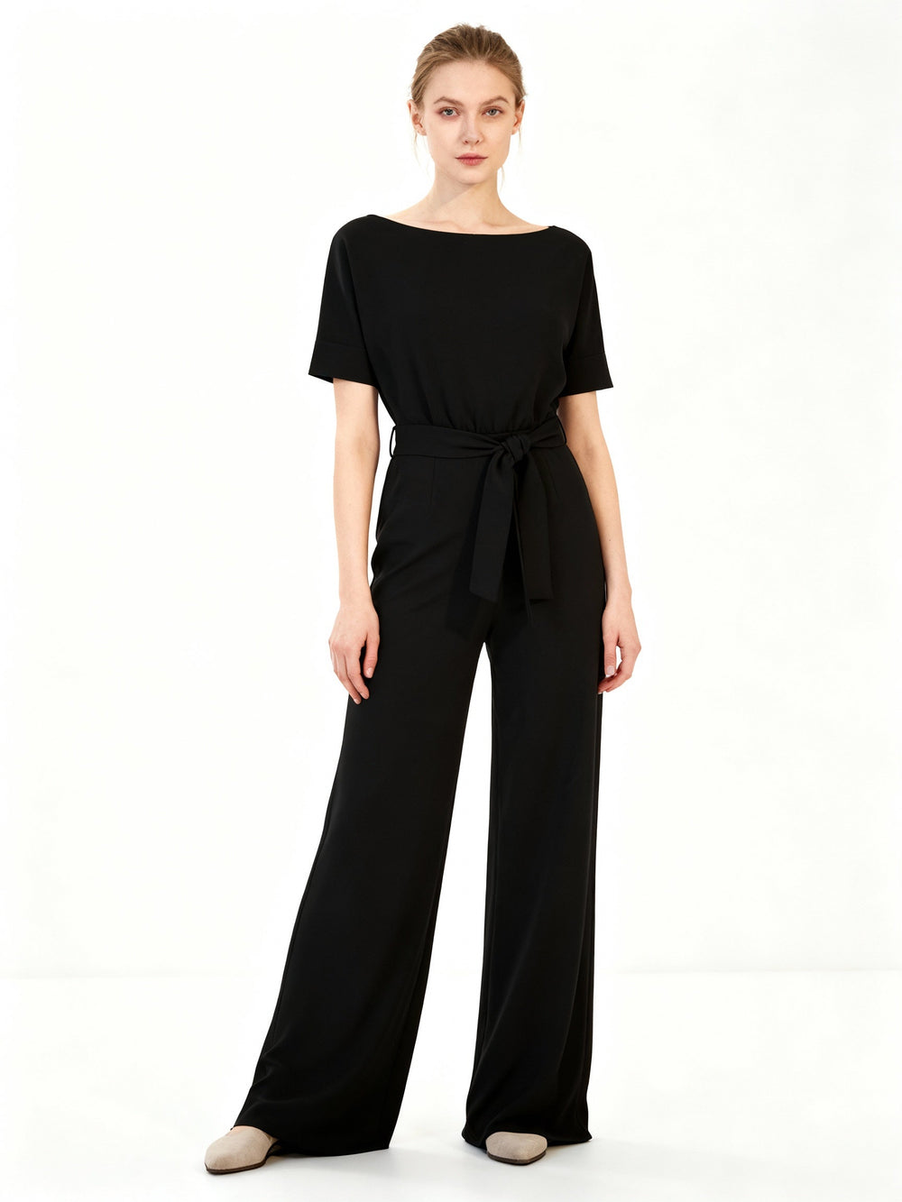 Damen Jumpsuit | Gerader Schnitt, Hohe Taille, Lang, Strickmaterial