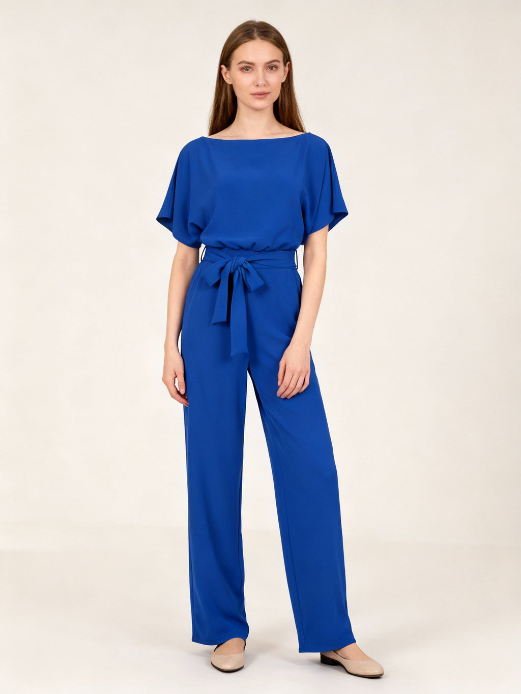 Damen Jumpsuit | Gerader Schnitt, Hohe Taille, Lang, Strickmaterial