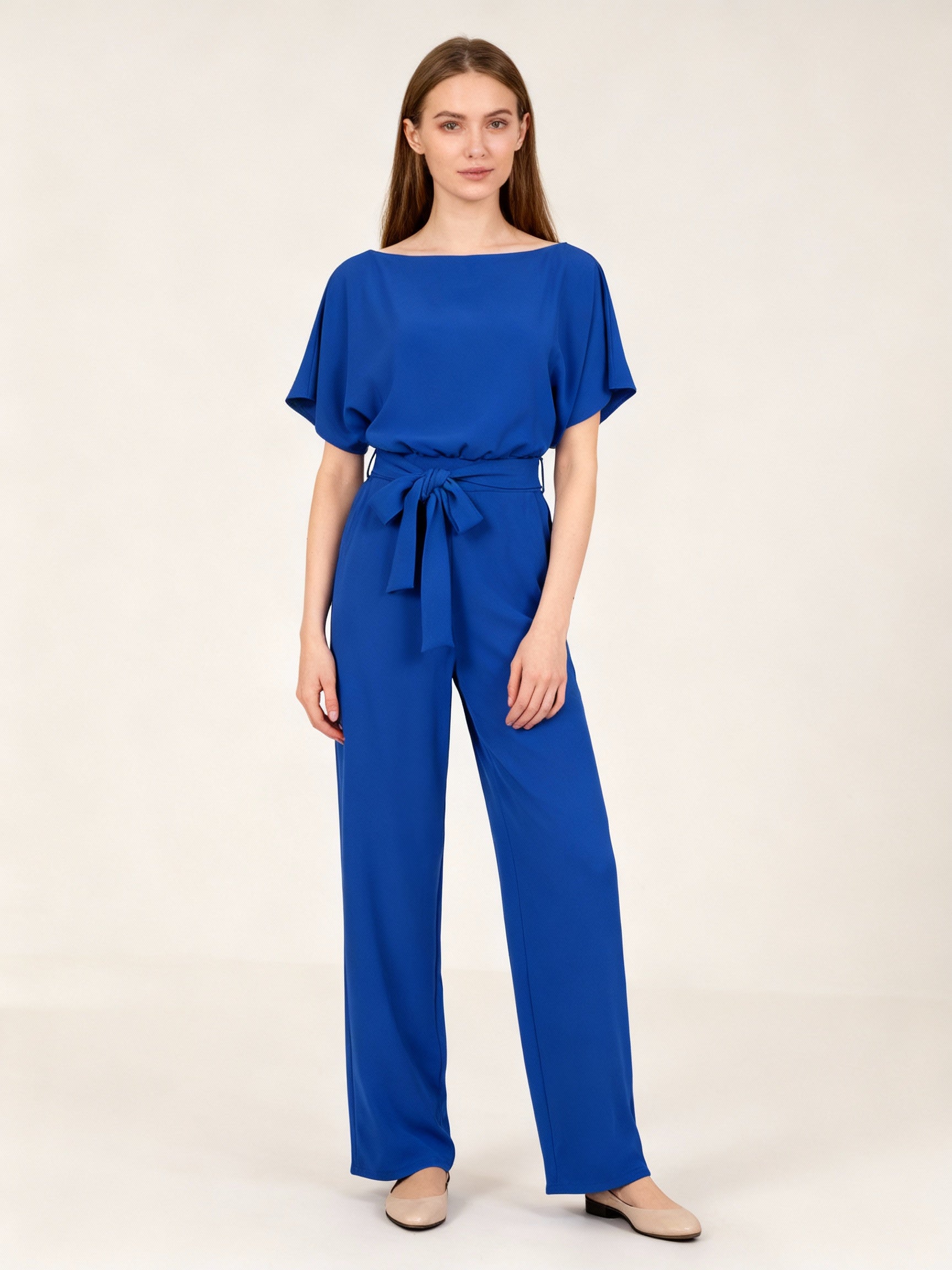 Damen Jumpsuit | Gerader Schnitt, Hohe Taille, Lang, Strickmaterial