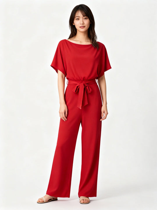 Damen Jumpsuit | Gerader Schnitt, Hohe Taille, Lang, Strickmaterial