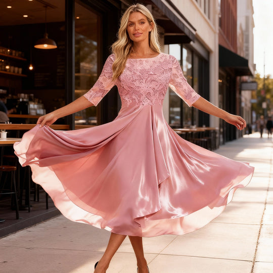Elegantes Luftiges Midi Kleid Chiffon