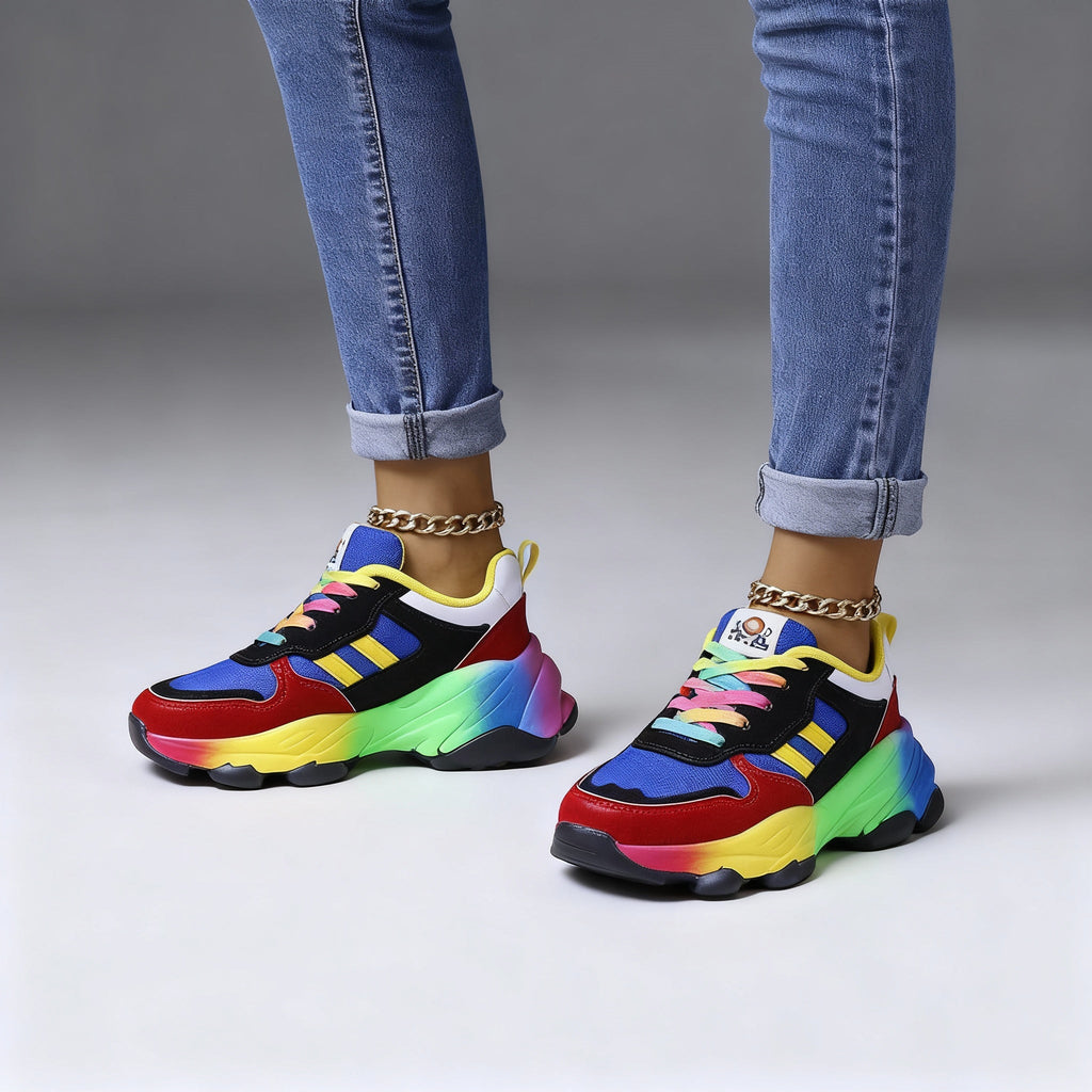 Damen Orthopädische Schuhe – Regenbogen, Ultraleicht, Stoßdämpfend, Fußgewölbestütze, Weite Zehenbox