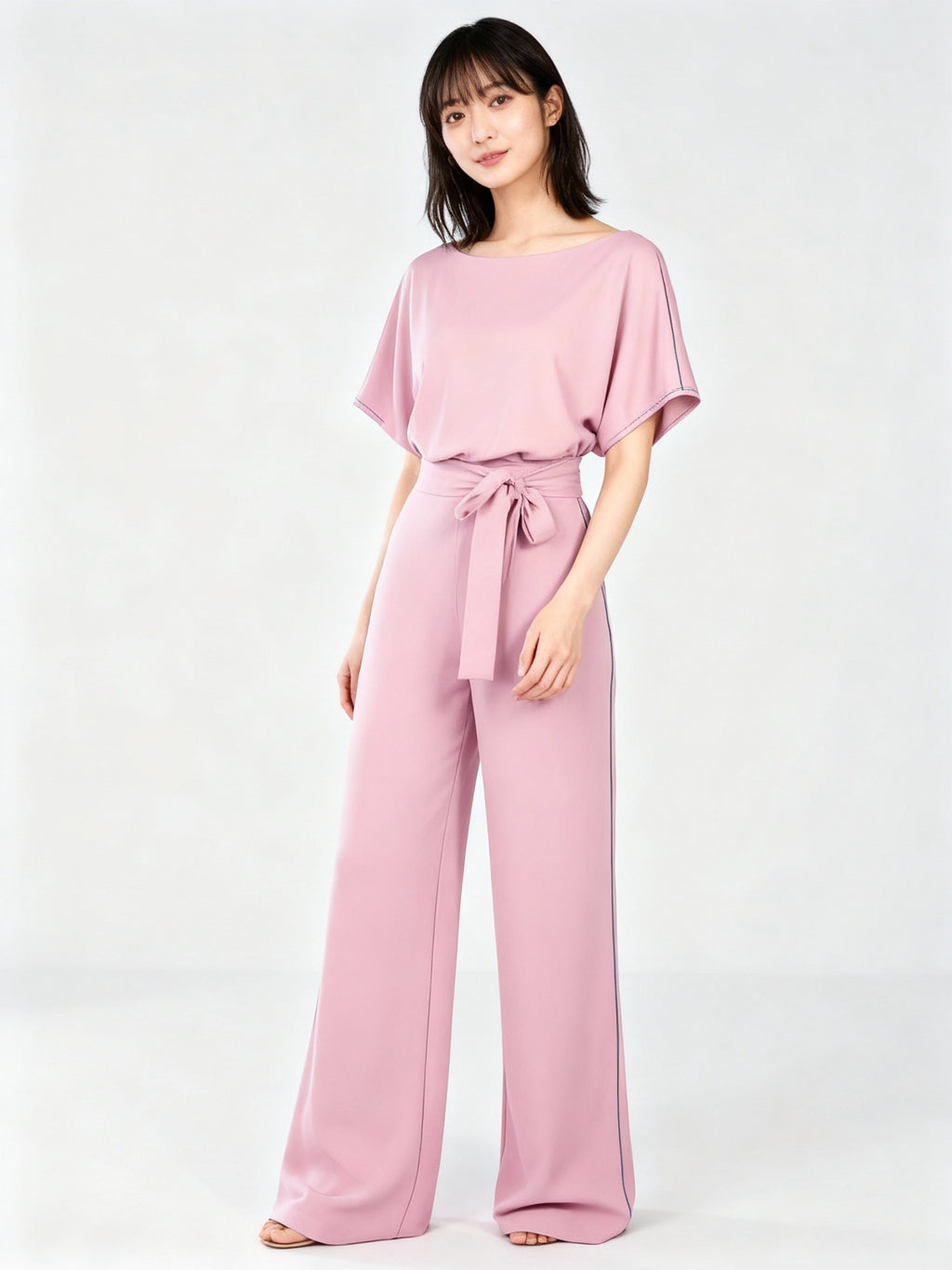 Damen Jumpsuit | Gerader Schnitt, Hohe Taille, Lang, Strickmaterial
