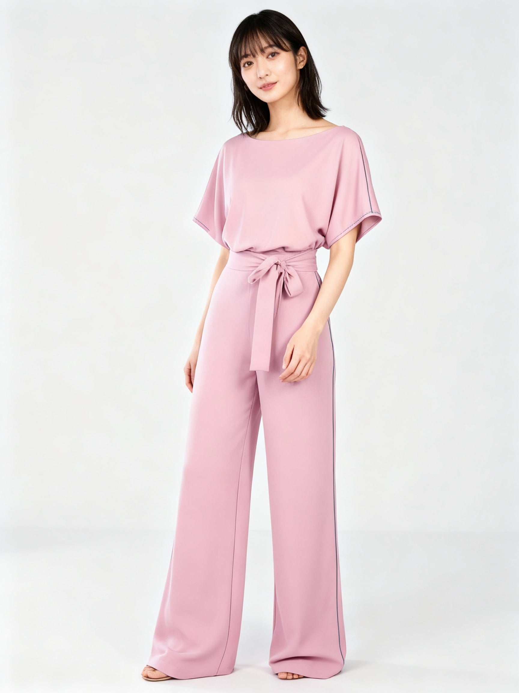 Damen Jumpsuit | Gerader Schnitt, Hohe Taille, Lang, Strickmaterial