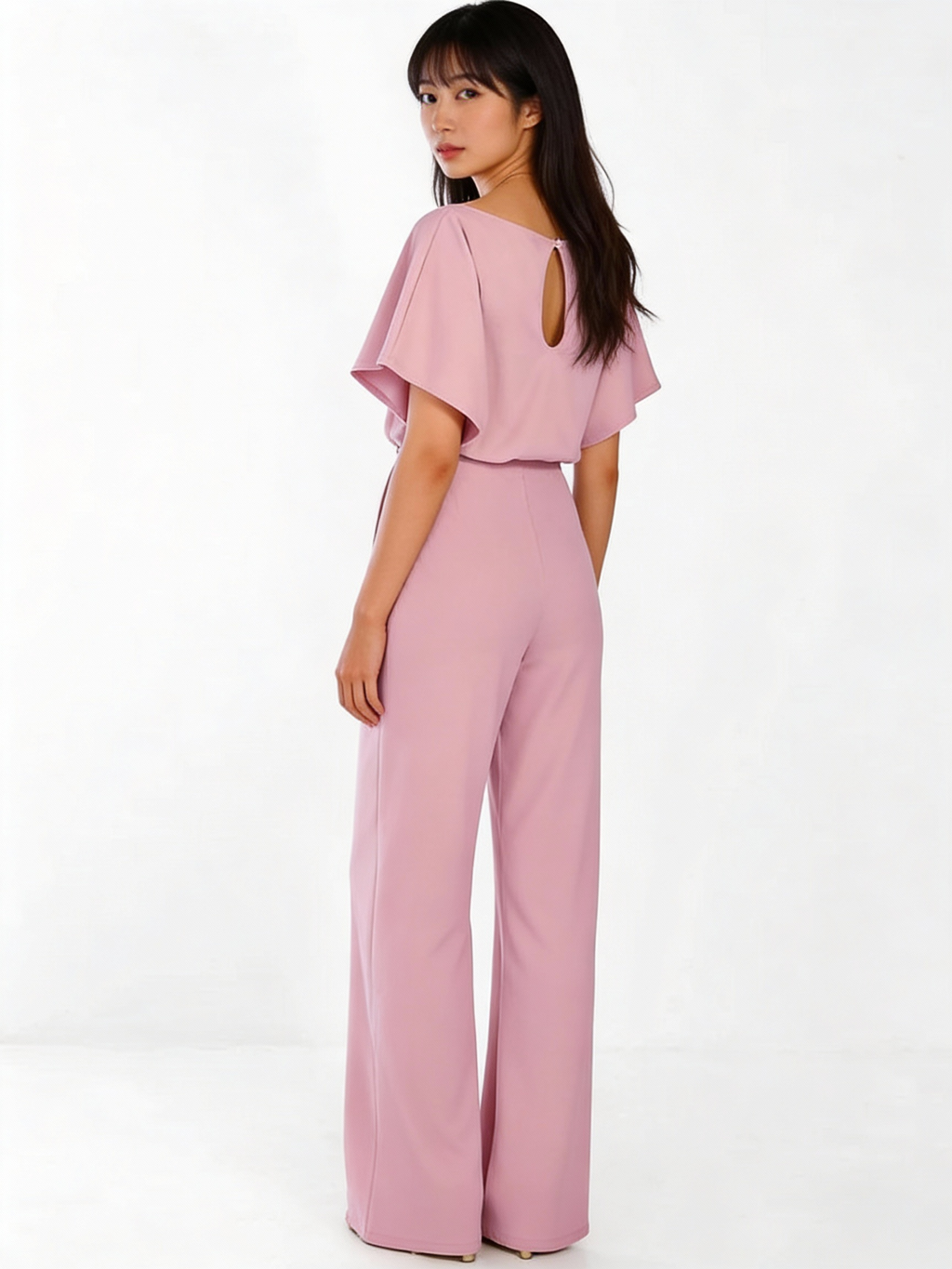 Damen Jumpsuit | Gerader Schnitt, Hohe Taille, Lang, Strickmaterial