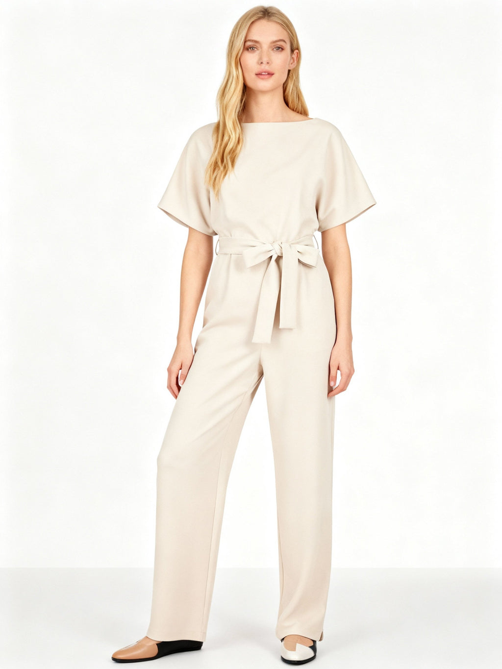 Damen Jumpsuit | Gerader Schnitt, Hohe Taille, Lang, Strickmaterial