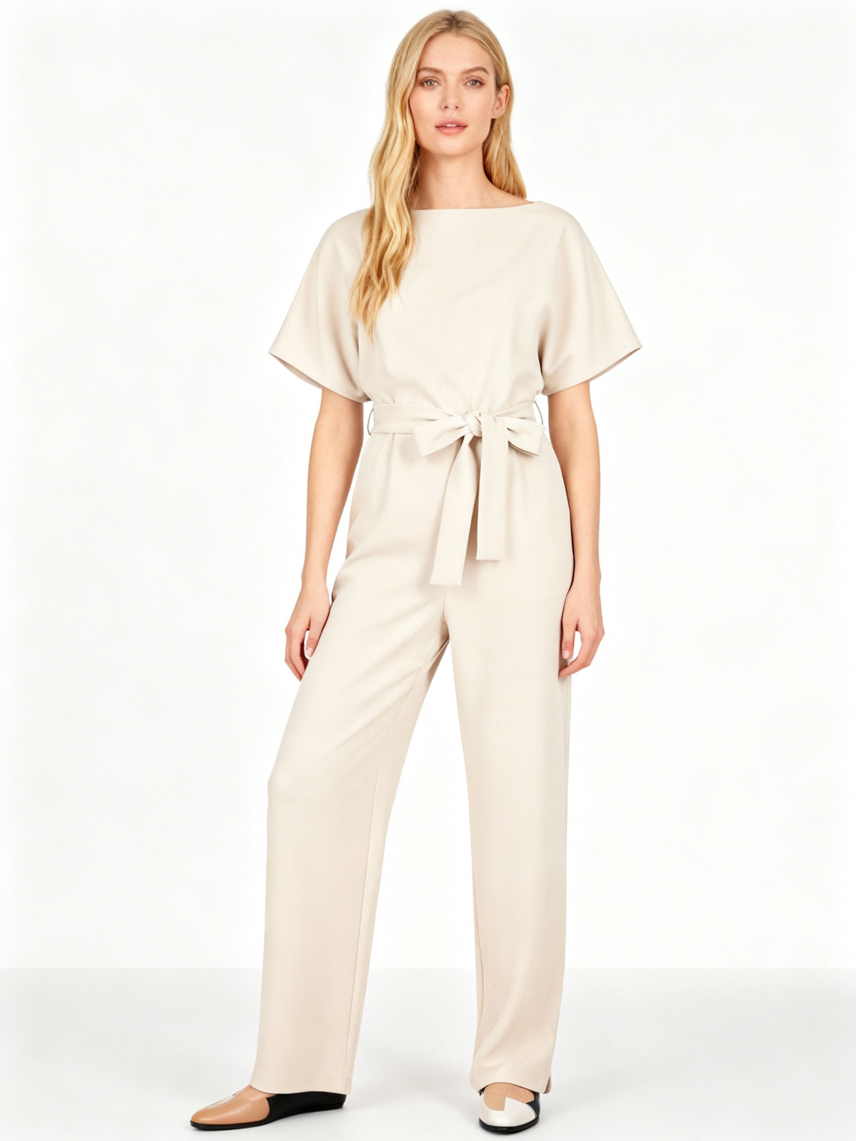Damen Jumpsuit | Gerader Schnitt, Hohe Taille, Lang, Strickmaterial