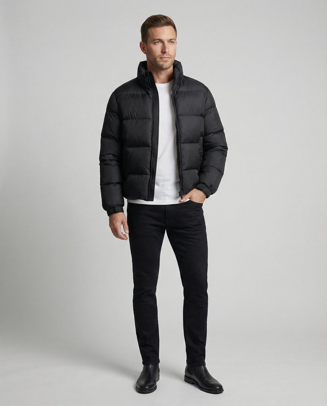 Herren Pufferjacke aus Entenfedern mit Wärme & Kapuze | Shop Nory