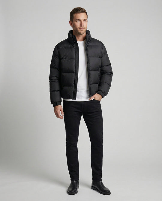 Herren Pufferjacke aus Entenfedern mit Wärme & Kapuze | Shop Nory