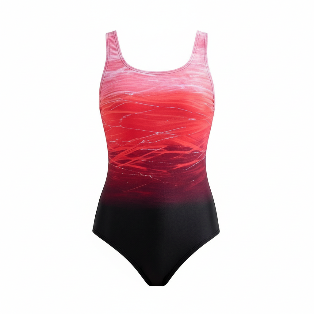 Einteiliger Sport-Badeanzug mit Ombre-Design