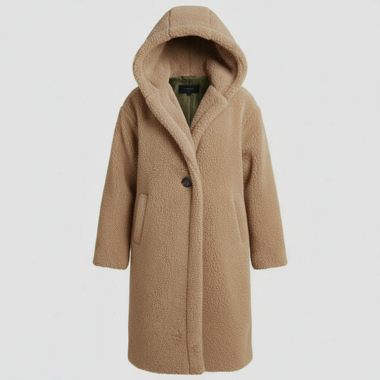 Modischer Teddy Mantel Damen Komfort Langer Mantel Kapuze | Shop Nory