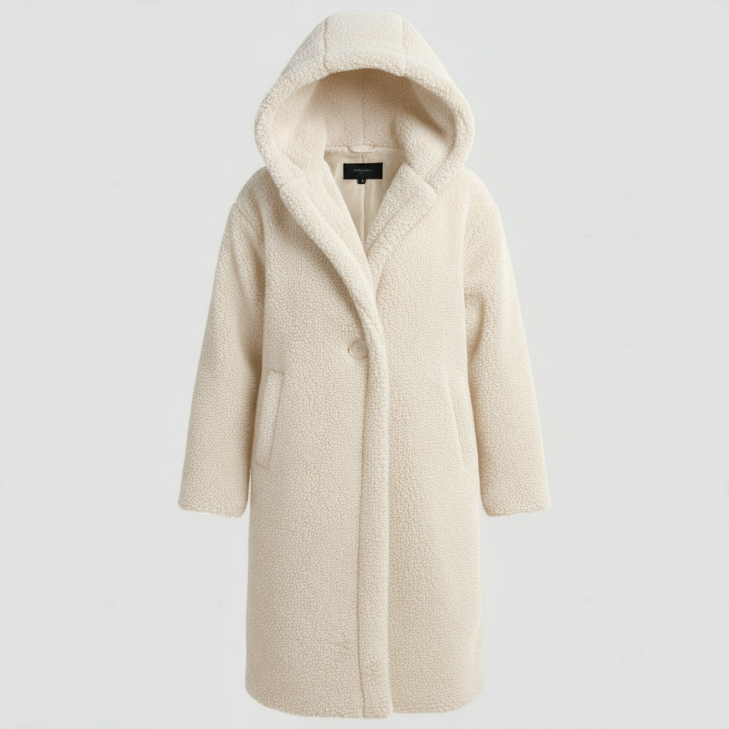 Modischer Teddy Mantel Damen Komfort Langer Mantel Kapuze | Shop Nory