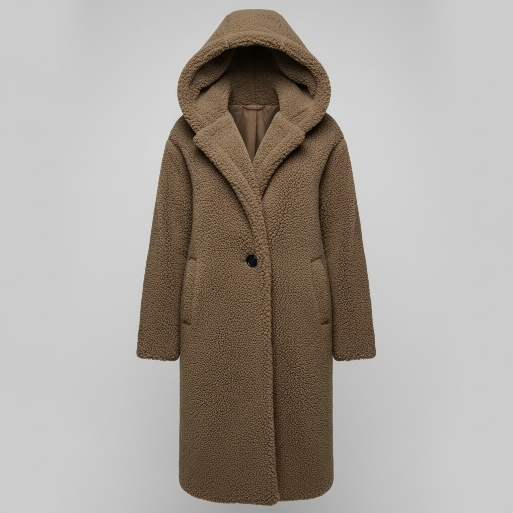 Modischer Teddy Mantel Damen Komfort Langer Mantel Kapuze | Shop Nory