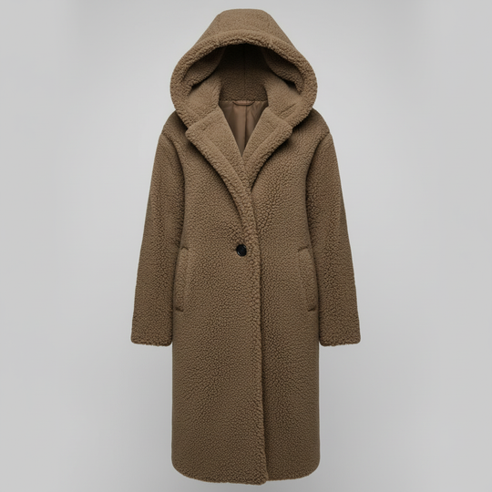 Modischer Teddy Mantel Damen Komfort Langer Mantel Kapuze | Shop Nory