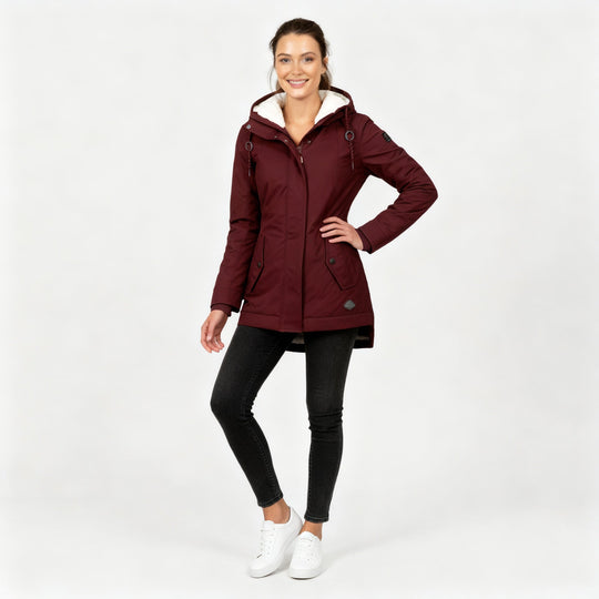Wärmend Figurbetont Mittellang Kapuzen Wintermantel Damen | Shop Nory