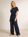 Damen Jumpsuit | Gerader Schnitt, Hohe Taille, Lang, Strickmaterial
