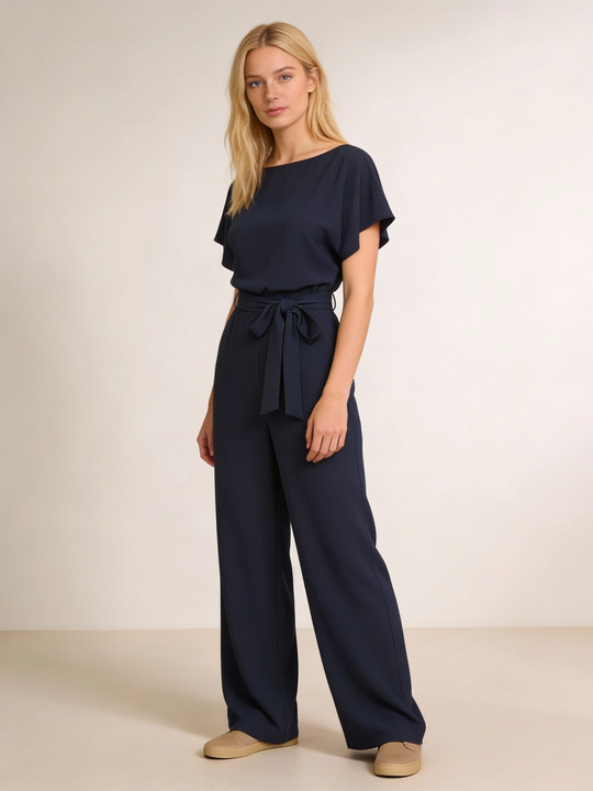 Damen Jumpsuit | Gerader Schnitt, Hohe Taille, Lang, Strickmaterial