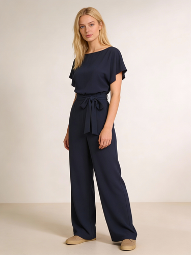 Damen Jumpsuit | Gerader Schnitt, Hohe Taille, Lang, Strickmaterial
