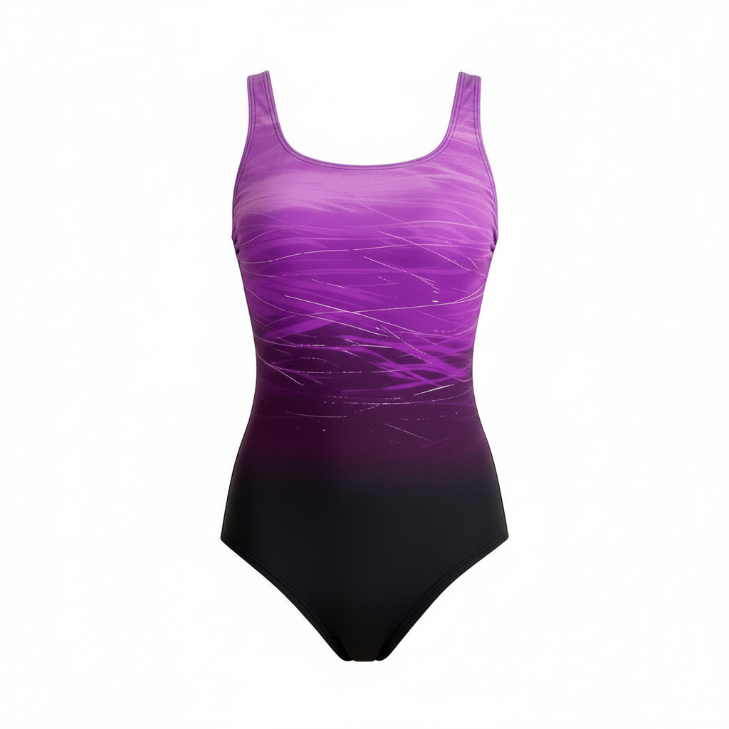 Einteiliger Sport-Badeanzug mit Ombre-Design