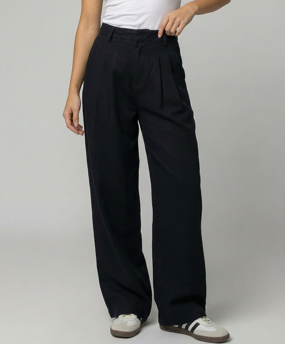 Schwarze High Waist Jeans Übergröße Lockerer Schnitt Gerade Damen Hose