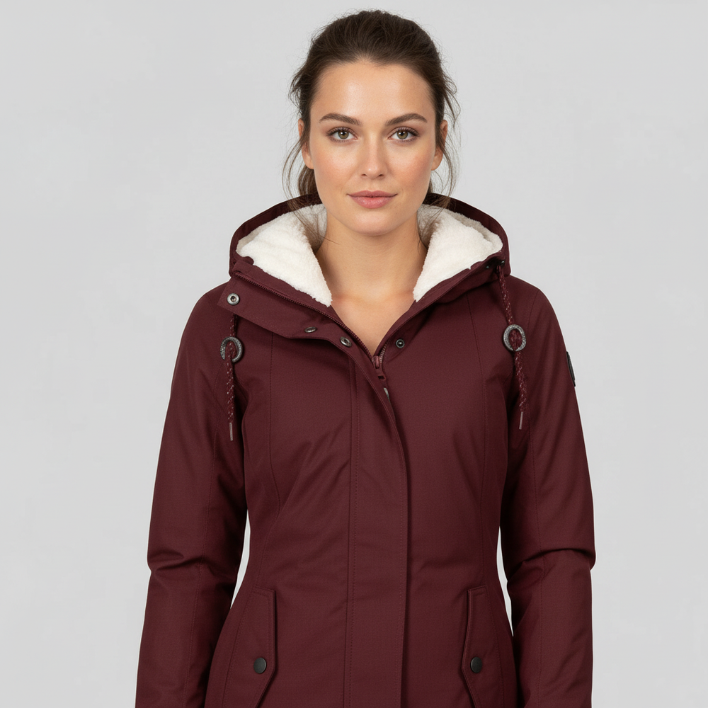 Wärmend Figurbetont Mittellang Kapuzen Wintermantel Damen | Shop Nory