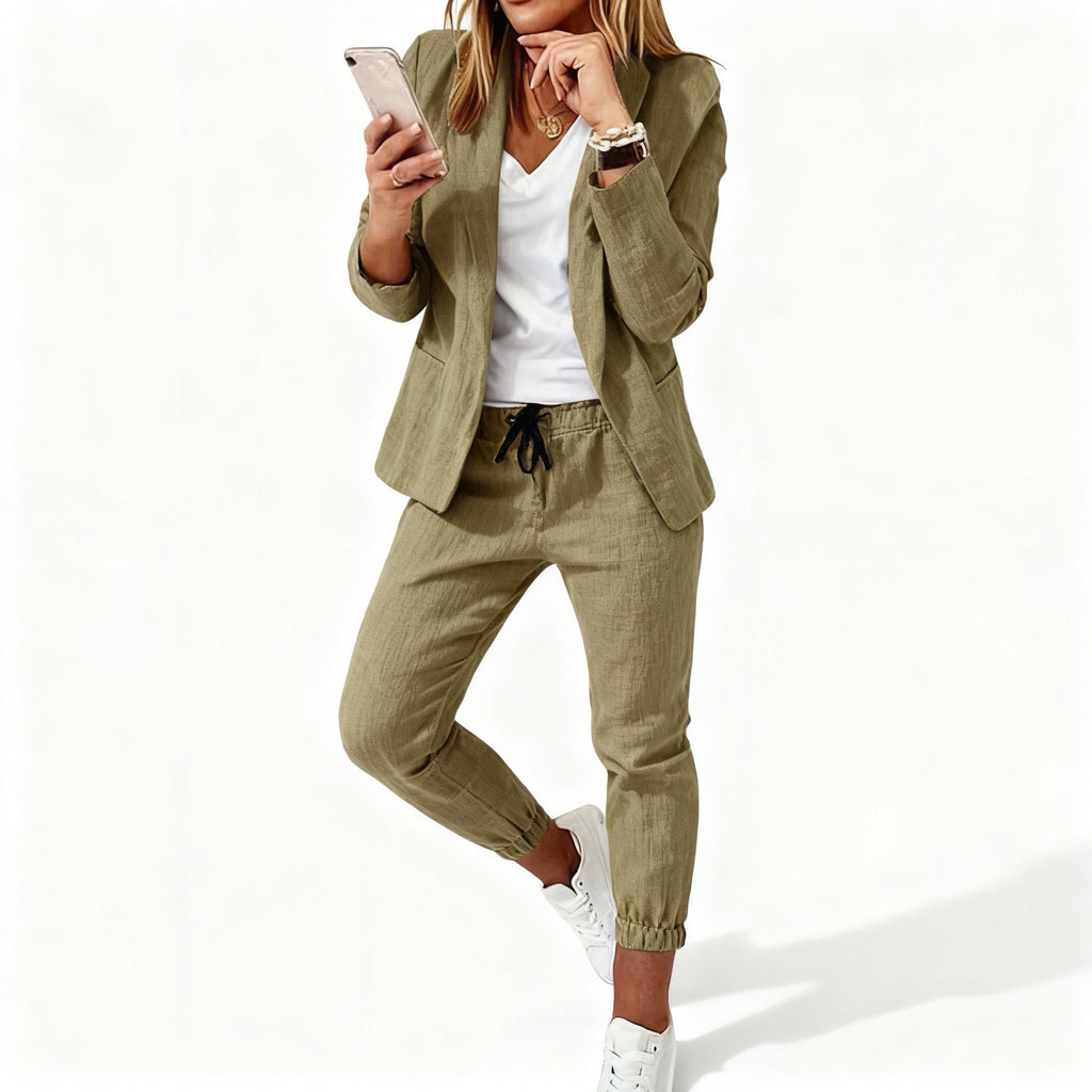 Damen Blazer Set – Blazer mit Hose, Jogger Anzug Damen