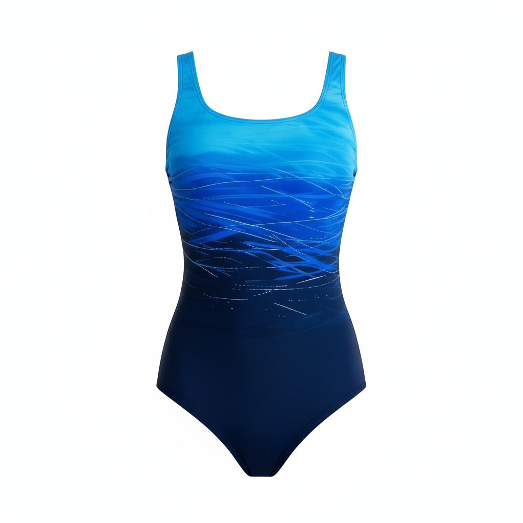 Einteiliger Sport-Badeanzug mit Ombre-Design