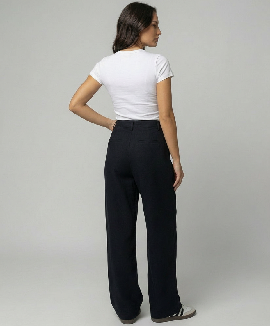 Schwarze High Waist Jeans Übergröße Lockerer Schnitt Gerade Damen Hose