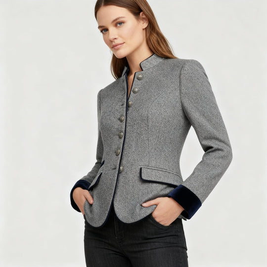 Damen Kurzjacke mit Mehrknopfleiste und Farbakzenten | ShopNory