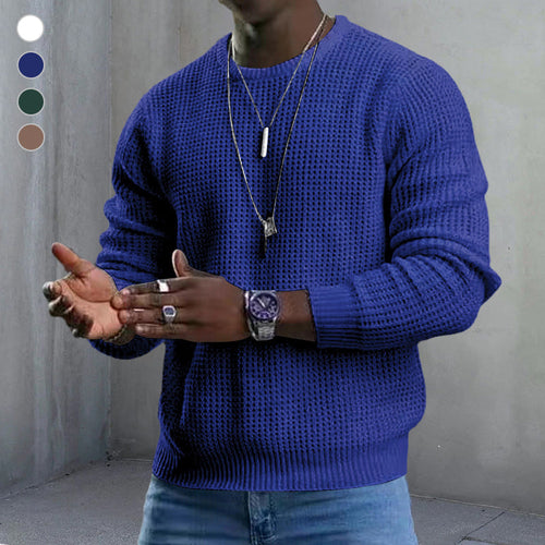 Langärmliger Herrenpullover mit Rundhalsausschnitt