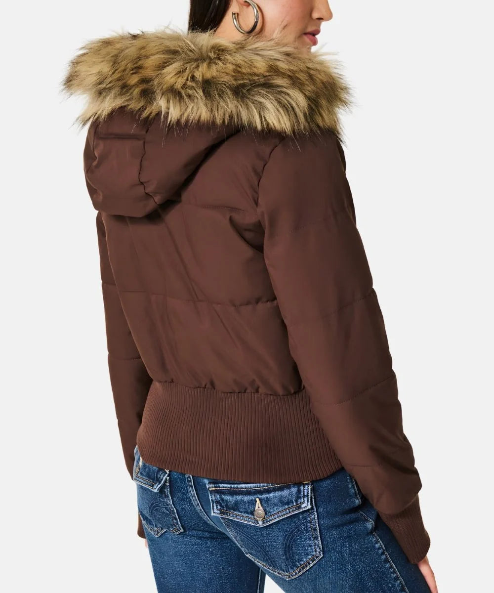 Damen Gesteppt Winterjacke mit Warm & Abnehmbarer Kapuze | ShopNory