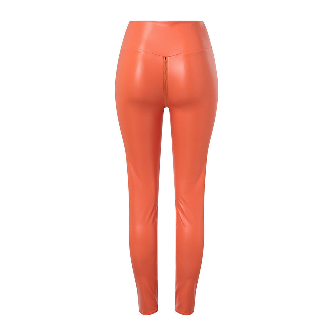 Bequeme und Figurformende Lederleggings mit Reißverschluss für Damen