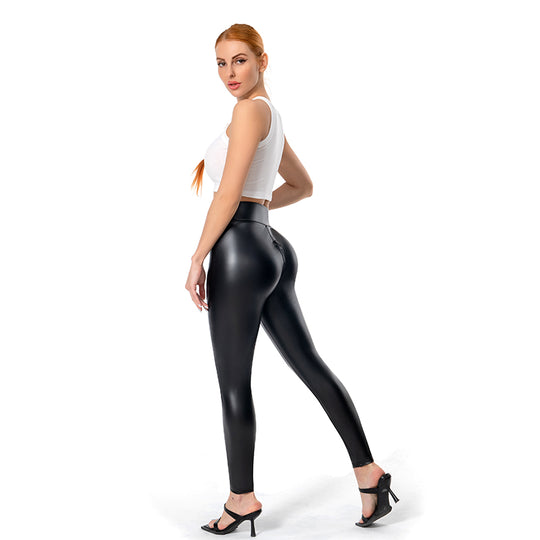 Bequeme und Figurformende Lederleggings mit Reißverschluss für Damen