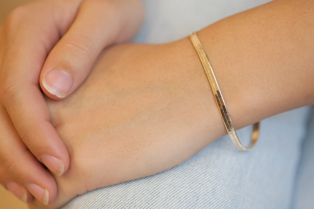 Flaches Schlangenarmband - 16K vergoldet | Shop Nory